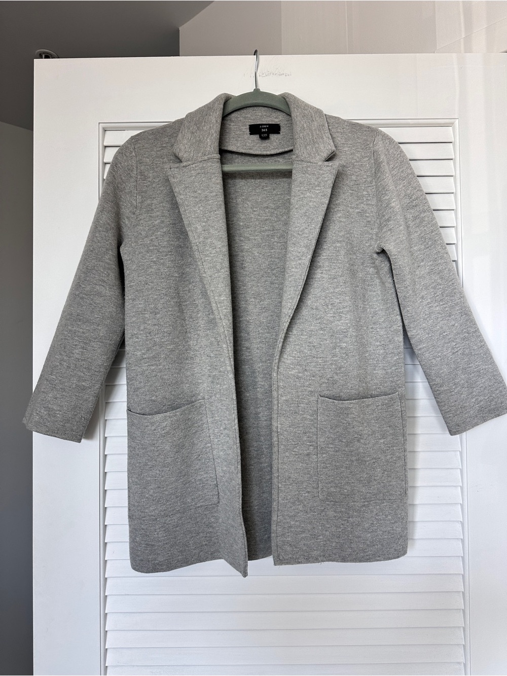 J.Crew 365 Sophie Sweater Blazer Gray Merino Wool Blend Open Front XXS
